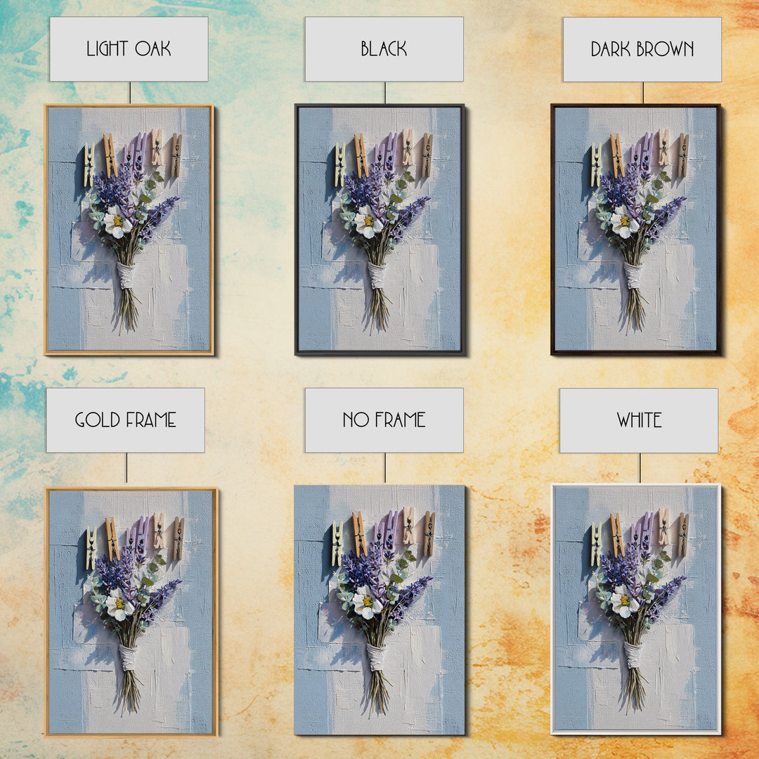 Clothespin Bouquet in Folk Art Style Framed Canvas Print, Laundry Room Art, Art Print, Living Room Decor, Fine Art, Clean, LRA-2x3-100