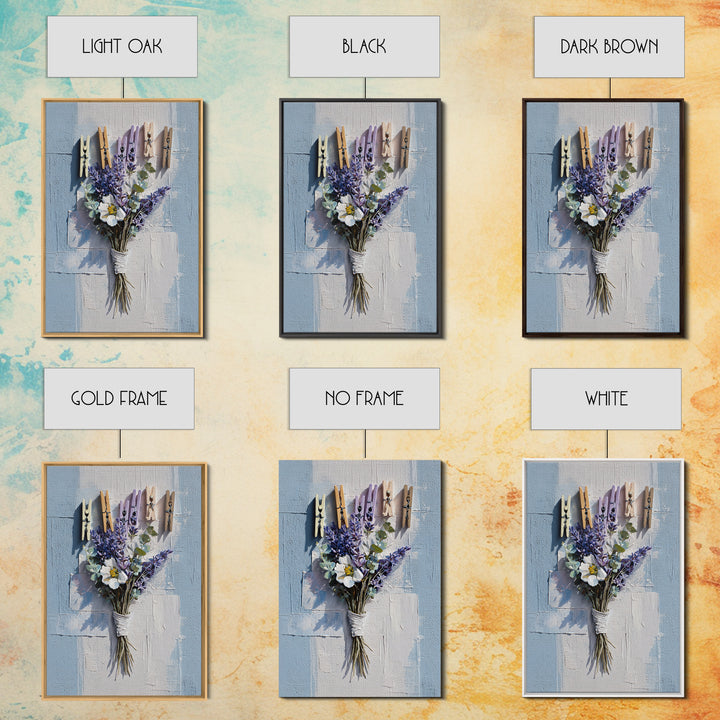 Clothespin Bouquet in Folk Art Style Framed Canvas Print, Laundry Room Art, Art Print, Living Room Decor, Fine Art, Clean, LRA-2x3-100