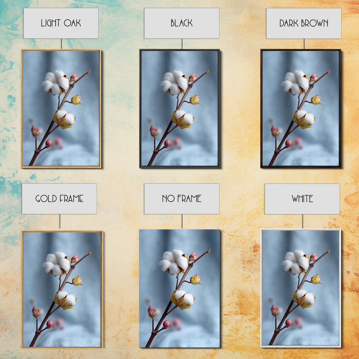 Fresh Cotton Branch Botanical Study Canvas Print, Laundry Room Art, Gallery Decor, Living Room Decor, Oil Painting, Clean, LRA-2x3-15
