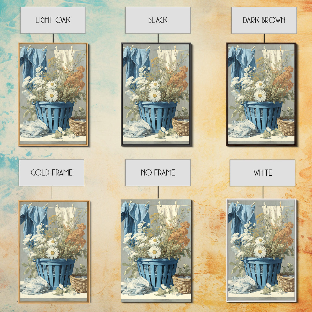 Blue Laundry Basket Canvas Print, Laundry Room Art, New Home Gift, Living Room Decor, Fine Art, Clean, Farmhouse Wall Art, LRA-2x3-61