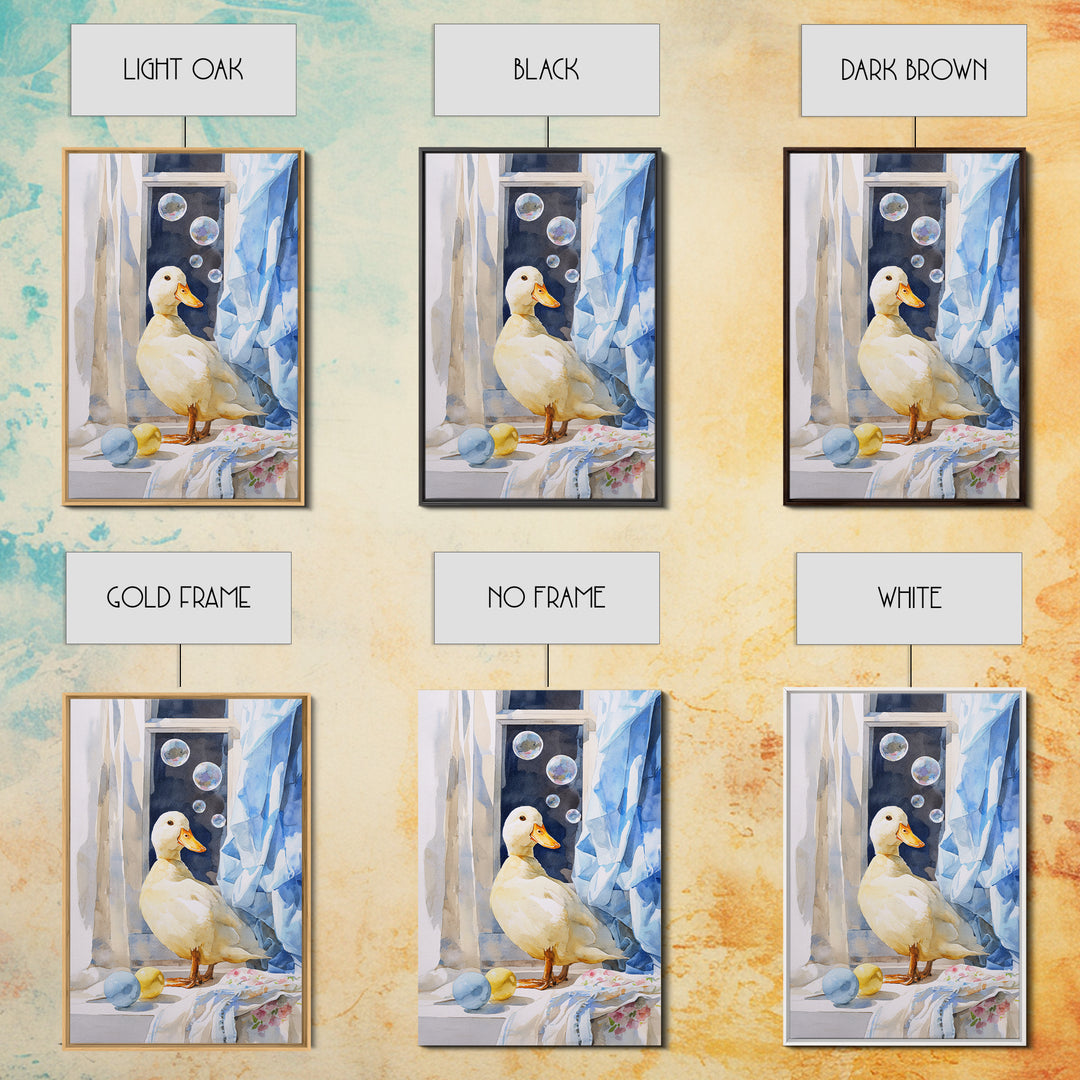 Duck and Bubbles Whimsical Watercolor Canvas Print, Laundry Room Art, Digital Wall Art, Living Room Decor, Fine Art, Clean, LRA-2x3-71