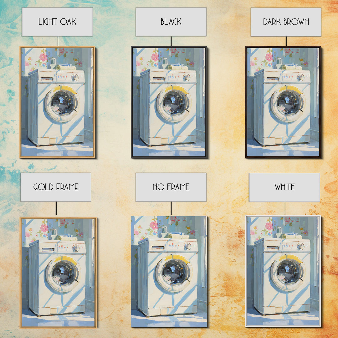 Washing Machine Icon Graphic Without Text Framed Canvas Print, Laundry Room Art, Artwork, Living Room Decor, Fine Art, Clean, LRA-2x3-90