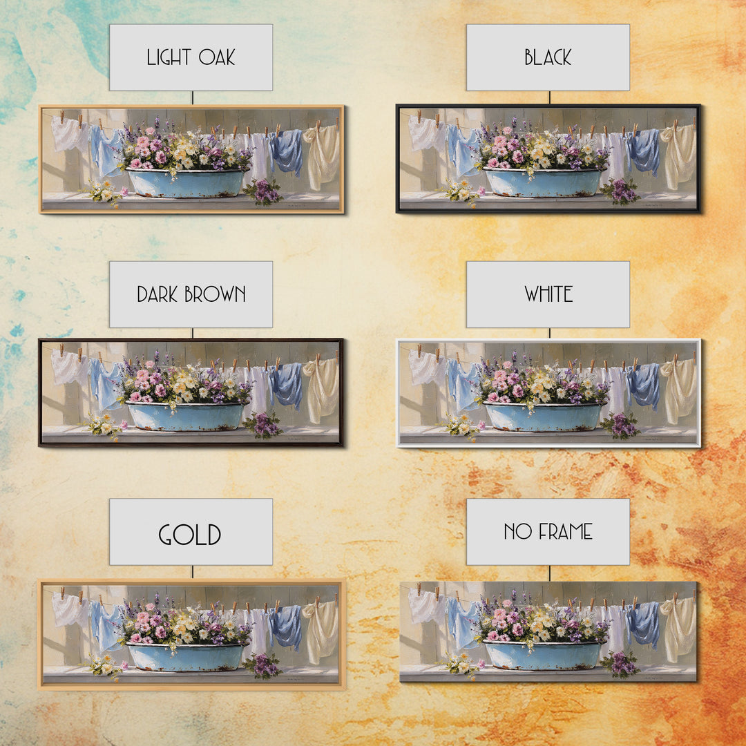 Old Enamel Basin Filled Canvas Print, Laundry Room Art, Neutral Decor, Living Room Decor, Fine Art, Clean, Home Decor, LRA-3x1-96