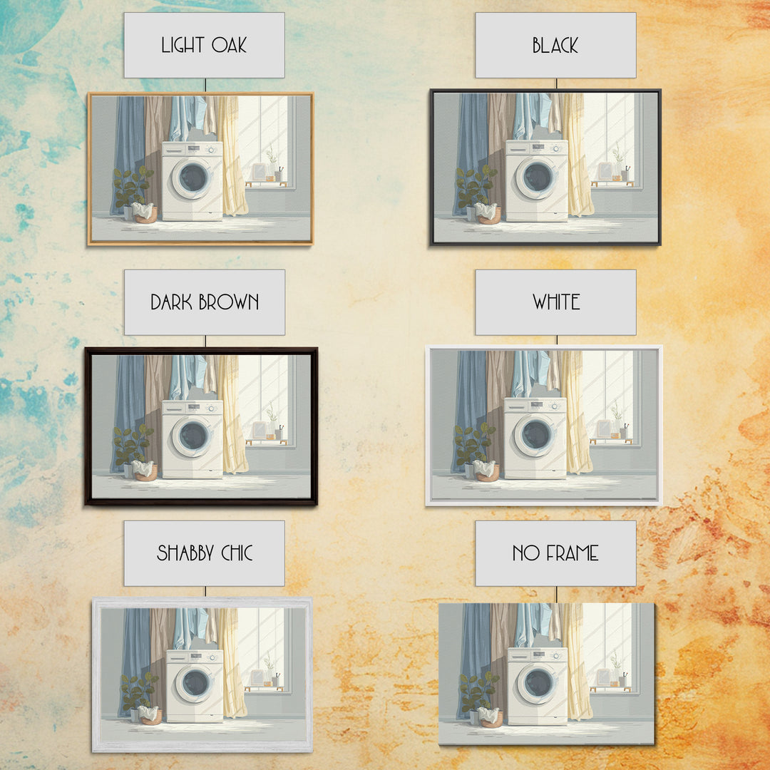 Washing Machine Icon Graphic Without Text Framed Canvas Print, Laundry Room Art, Laundry Room Decor, Living Room Decor, Clean, LRA-3x2-86