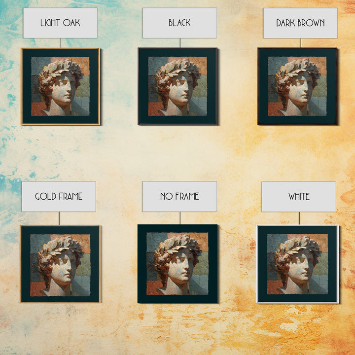 Roman Statue Bust Canvas Print, Mediterranean Art, Modern Wall Art, Living Room Decor, Oil Painting, Azure, Downloadable Art, MAR-1x1-22
