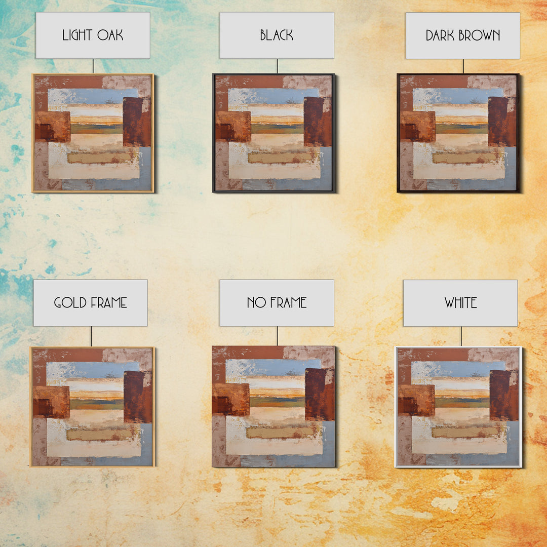Warm Terra Cotta Abstract Landscape Framed Canvas Print, Mediterranean Art, Coastal Art, Living Room Decor, Fine Art, Azure, MAR-1x1-62