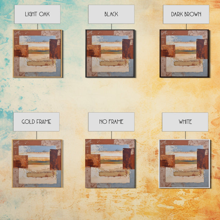 Warm Terra Cotta Abstract Landscape Framed Canvas Print, Mediterranean Art, Coastal Art, Living Room Decor, Fine Art, Azure, MAR-1x1-62