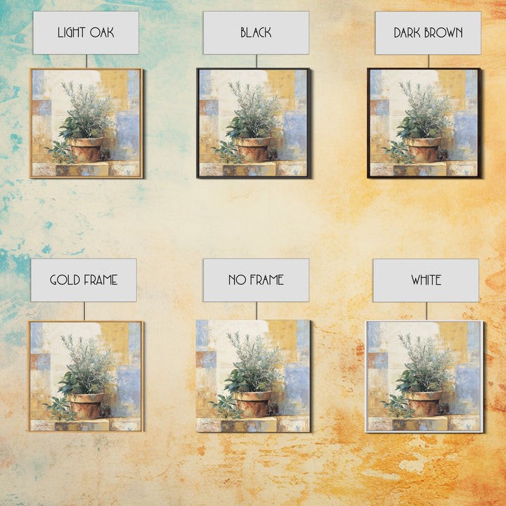 Wild Herbs Rosemary and Thyme Botanical Study Canvas Print, Mediterranean Art, Original Painting, Living Room Decor, Azure, MAR-1x1-96