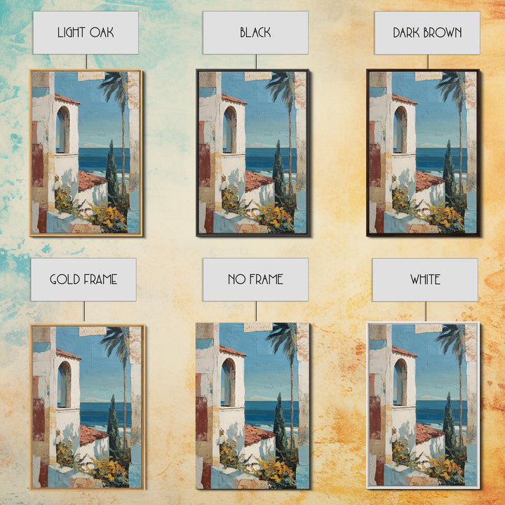 Mediterranean Arch Framing Ocean Horizon Canvas Print, Mediterranean Art, Gallery Decor, Living Room Decor, Fine Art, Azure, MAR-2x3-35
