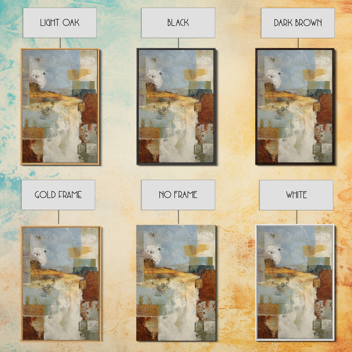 Warm Terra Cotta Abstract Landscape Framed Canvas Print, Mediterranean Art, Statement Artwork, Living Room Decor, Azure, MAR-2x3-46