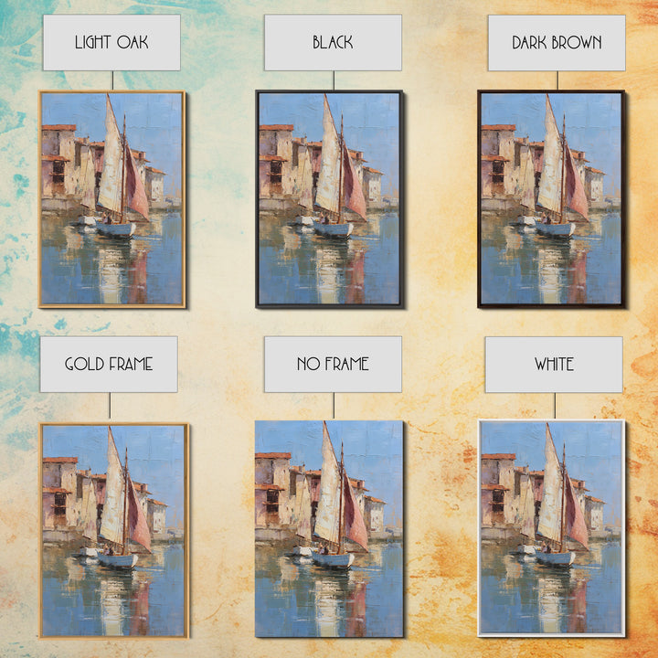 Mediterranean Sailboat on Glassy Water Canvas Print, Mediterranean Art, Boho Decor, Living Room Decor, Fine Art, Azure, MAR-2x3-50
