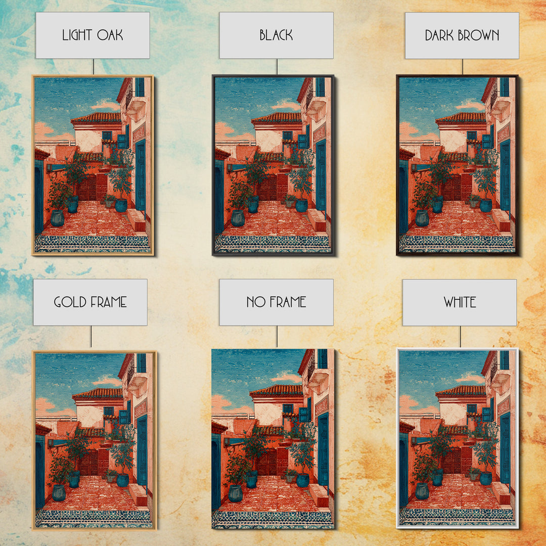 Sunset over Red Tiled Rooftops Canvas Print, Mediterranean Art, Statement Artwork, Living Room Decor, Fine Art, Azure, MAR-2x3-79