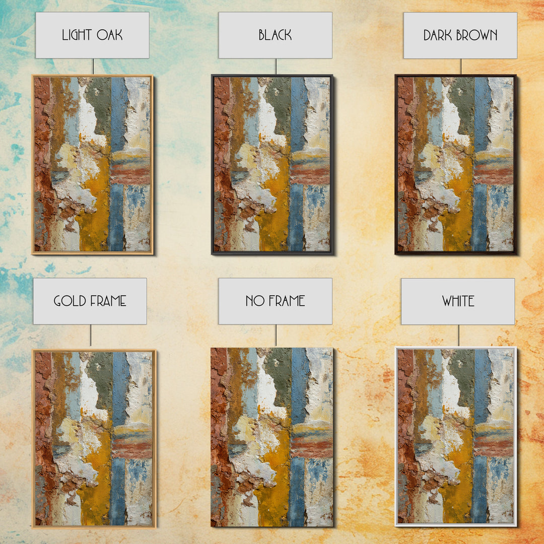 Warm Terra Cotta Abstract Landscape Framed Canvas Print, Mediterranean Art, Original Painting, Living Room Decor, Azure, MAR-2x3-94
