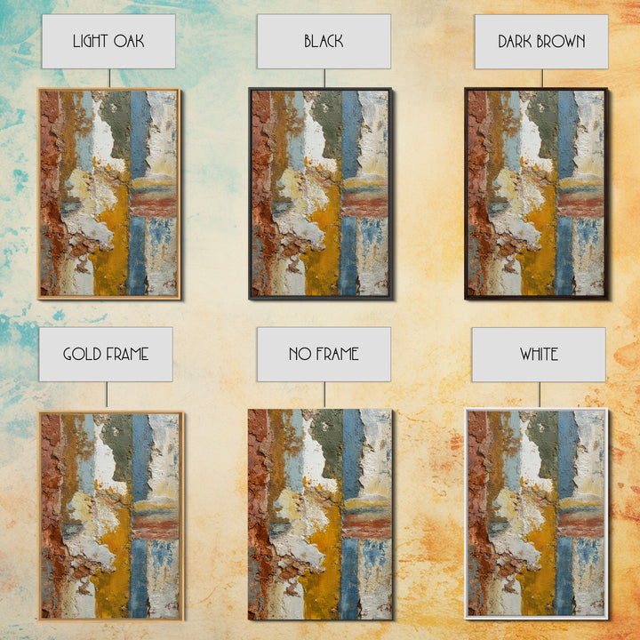 Warm Terra Cotta Abstract Landscape Framed Canvas Print, Mediterranean Art, Original Painting, Living Room Decor, Azure, MAR-2x3-94