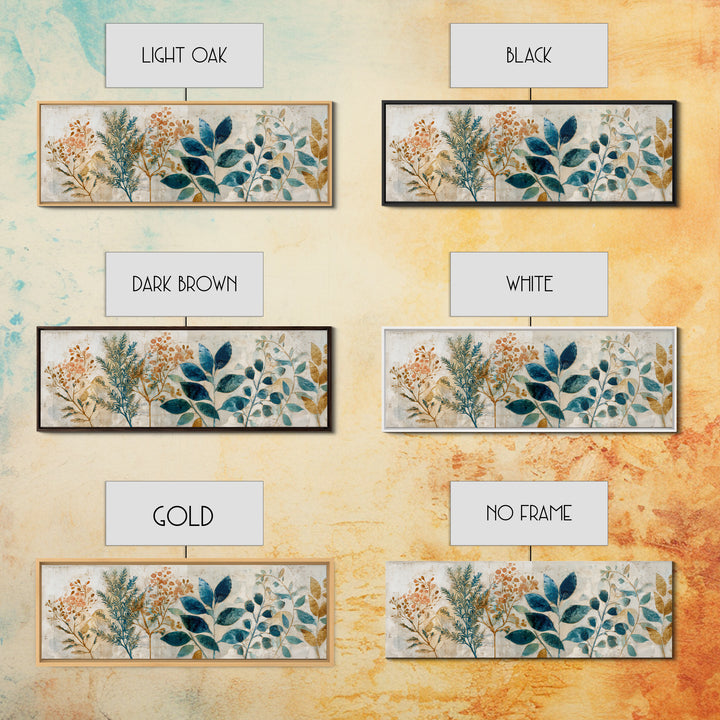 Wild Herbs Rosemary and Thyme Botanical Study Canvas Print, Mediterranean Art, Textured Painting, Living Room Decor, Azure, MAR-3x1-88