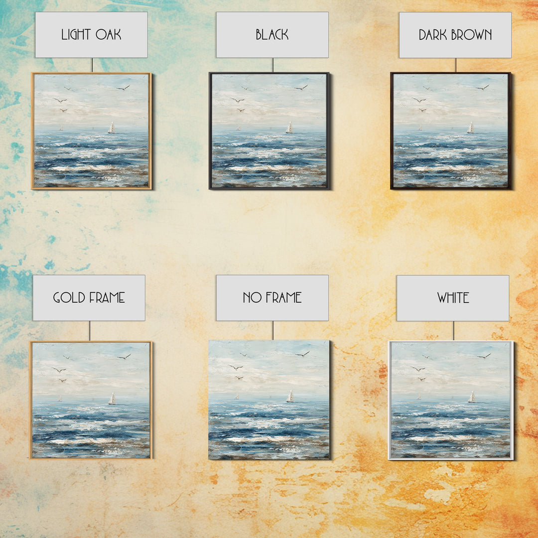 Elegant Moonlit Ocean Horizon Framed Canvas Print, Master Bedroom, Modern Decor, Bedroom Decor, Fine Art, Sanctuary, Wall Decor, MAS-1x1-1