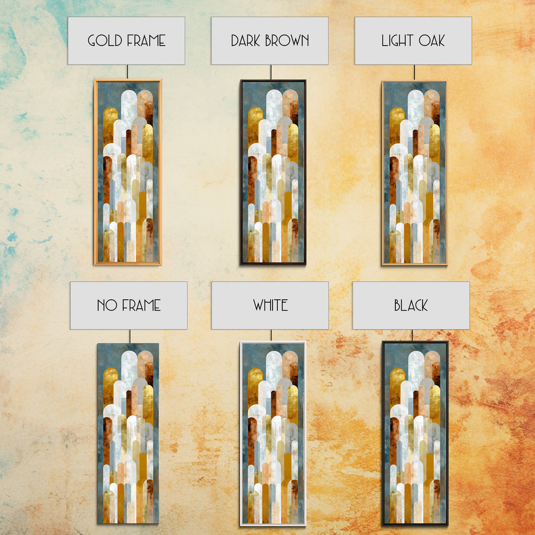 Gold Accented Abstract Arches Framed Canvas Print, Master Bedroom, Signs for Home, Bedroom Decor, Abstract Art, Sanctuary, MAS-1x3-92