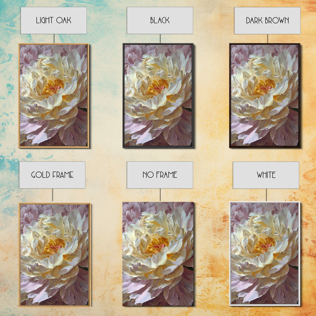 Romantic Neutral Peony Closeup Framed Canvas Print, Master Bedroom, Wall Art Prints, Bedroom Decor, Fine Art, Sanctuary, MAS-2x3-34