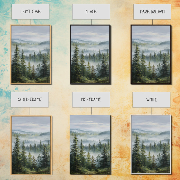 Calm Misty Forest Panorama Framed Canvas Print, Master Bedroom, Printable Art, Bedroom Decor, Sanctuary, Wall Art Bedroom, MAS-2x3-60