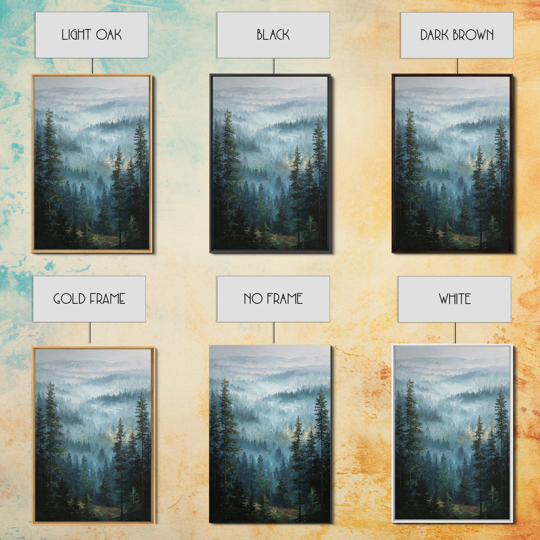 Calm Misty Forest Panorama Framed Canvas Print, Master Bedroom, Modern Decor, Bedroom Decor, Fine Art, Sanctuary, Wall Decor, MAS-2x3-84