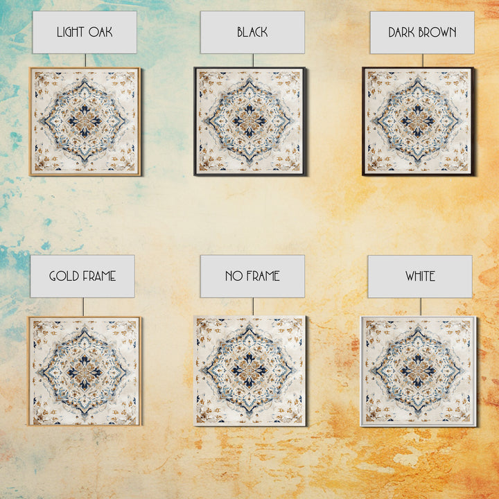 Bohemian Textile Pattern Framed Canvas Print, Maximalist Art, Modern Wall Art, Living Room Decor, Maximal, Statement Artwork, MAX-1x1-68