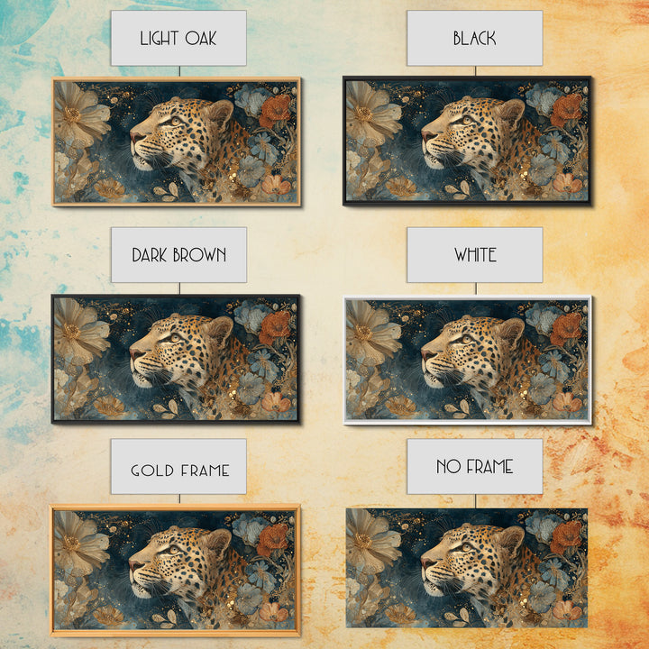 Rainbow Leopard Portrait Framed Canvas Print, Maximalist Art, Luxury Decor, Living Room Decor, Fine Art, Maximal, MAX-2x1-8