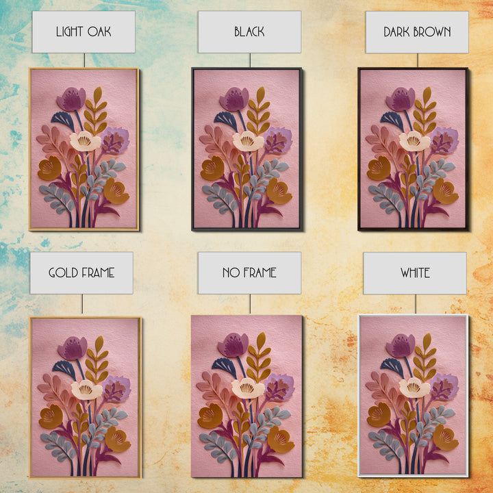 Matisse Inspired Cutouts with Vivid Floral Motifs Framed Canvas Print, Maximalist Art, Home Decor, Living Room Decor, Maximal, MAX-2x3-18