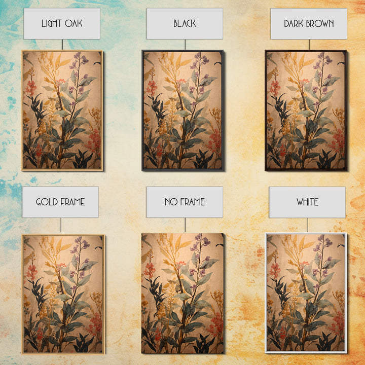 Crowded Botanical Tapestry Framed Canvas Print, Maximalist Art, Modern Art, Living Room Decor, Oil Painting, Maximal, MAX-2x3-87