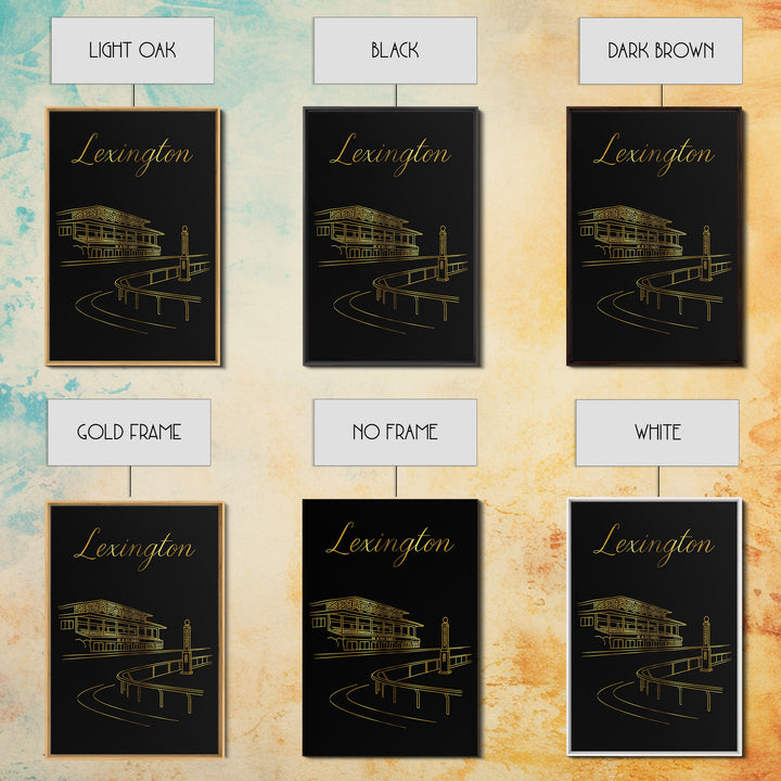 Lexington Kentucky Travel Poster, Canvas Print, Black Gold Minimalist Art, Lexington Poster Print, Vintage City Poster, Art Print, Design 1