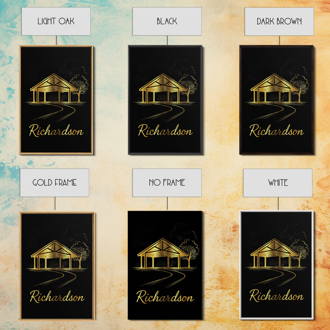 Richardson Travel Poster, Framed Canvas Print, Black Gold Minimalist Art, Richardson Art Print, City Illustration, Gift For Travelers
