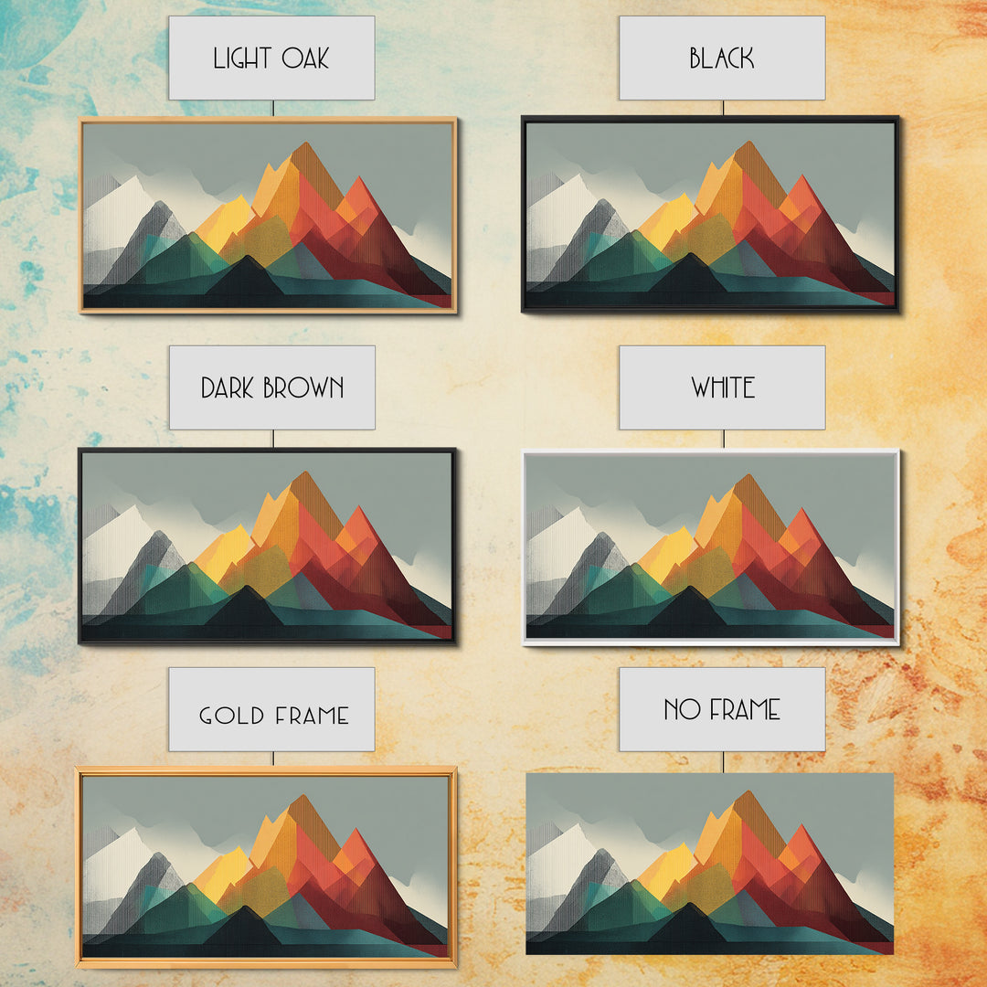 Colorful Geometric Mountain Range Wall Art, Midcentury Modern Art Print, Retro Landscape Poster, MCM Living Room Home Decor