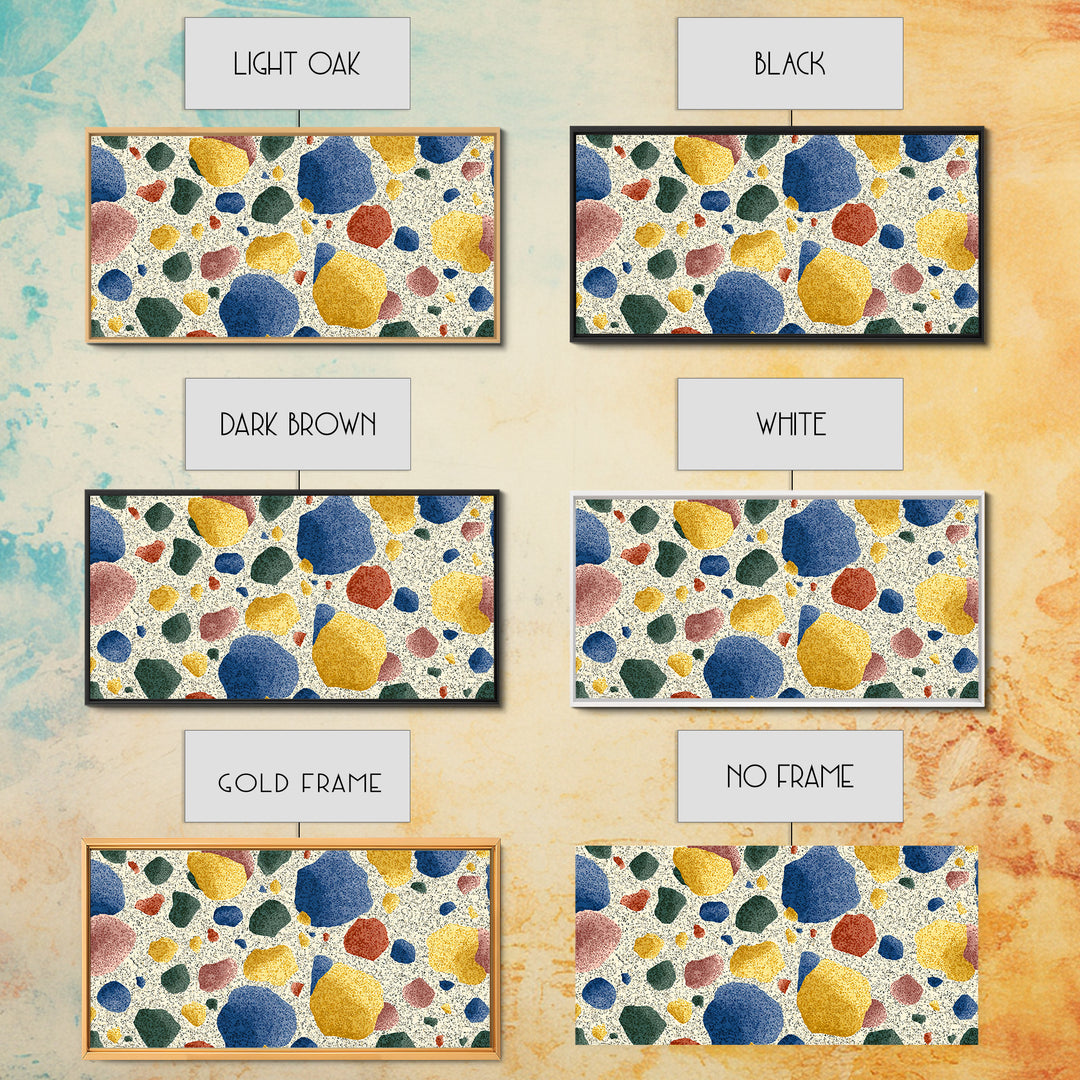 Soft Primary Terrazzo Pebble Canvas Print, Scandinavian Modern, Geometric Wall Art, Colorful Home Decor, Gallery Wall Art