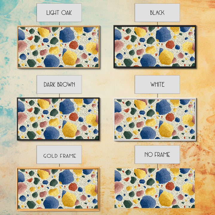 Soft Primary Terrazzo Pebble Canvas Print, Scandinavian Modern, Geometric Wall Art, Colorful Home Decor, Gallery Wall Art
