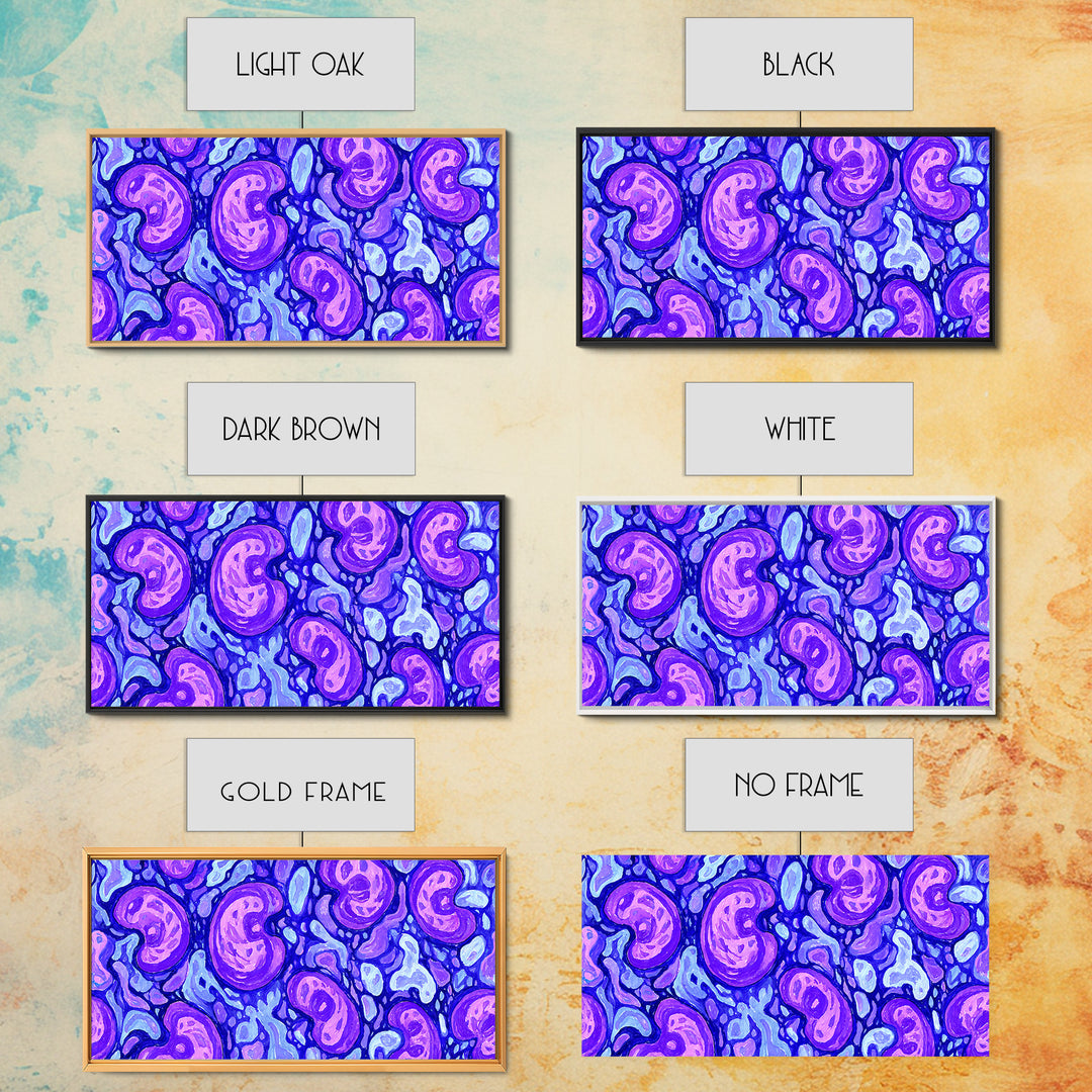 Purple Blue Psychedelic Organic Pattern Canvas Print, Modern Abstract Art, Groovy Wall Decor, Funky 70s Bedroom Art Print
