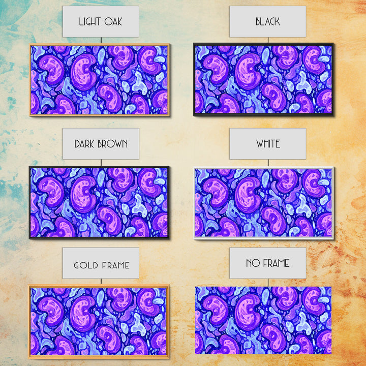 Purple Blue Psychedelic Organic Pattern Canvas Print, Modern Abstract Art, Groovy Wall Decor, Funky 70s Bedroom Art Print