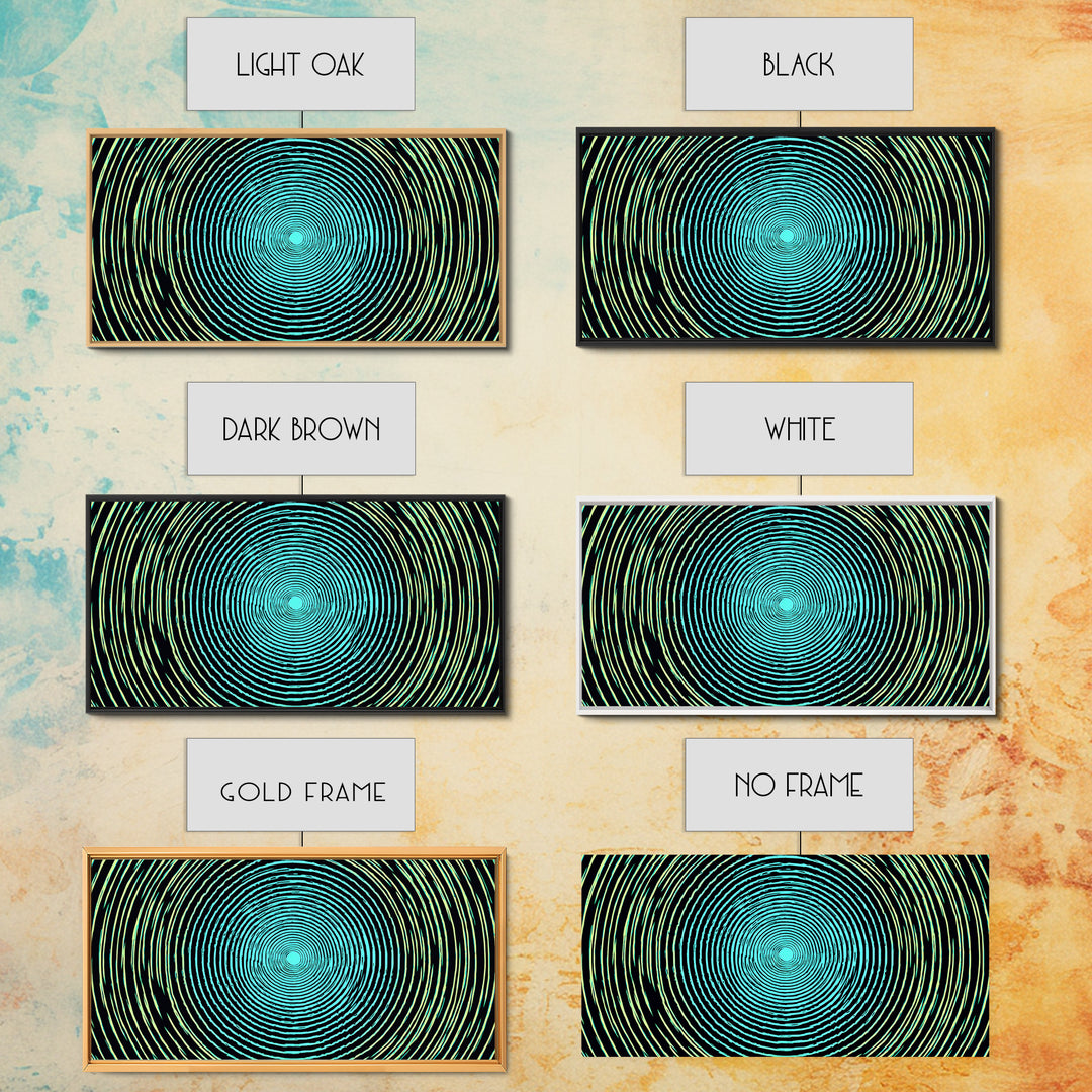 Turquoise Green Concentric Vortex Wall Art, Modern Abstract Op Art Print, Retro Geometric Poster, Psychedelic Home Decor