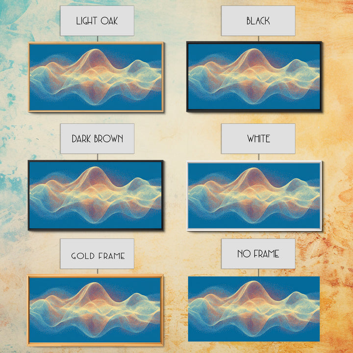 Colorful Particle Wave Canvas Print, Abstract Soundwave Landscape, Modern Digital Art, Blue Wall Decor, Music Studio Wall Art