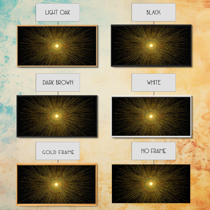 Golden Radiant Starburst Sun Wall Art, Midcentury Modern Abstract Poster, Atomic Geometric Print, Celestial Home Decor Gift