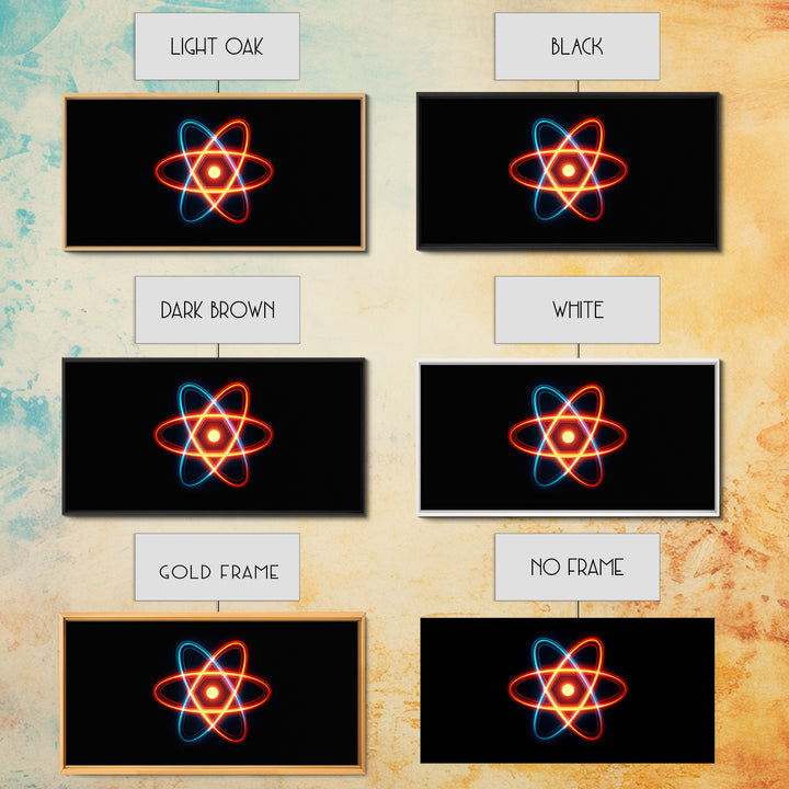 Neon Atomic Symbol Wall Art, Mid Century Modern Decor, Retro Sci Fi Poster, Colorful Space Age Abstract Office Digital Print