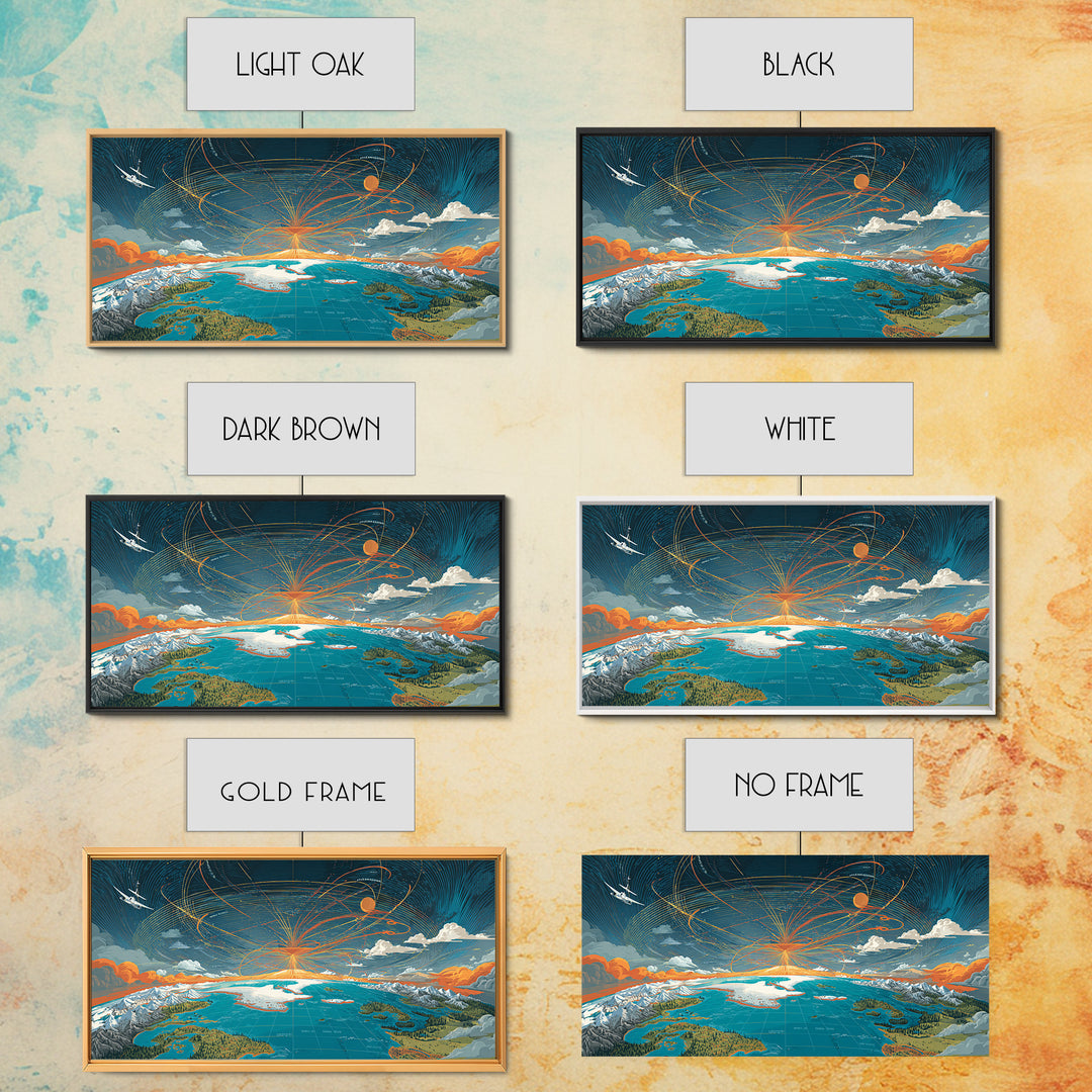 Cosmic Mountain Lake Sunset Wall Art, Panoramic Modern Landscape Print, Scenic Cabin Decor, Blue Orange Living Room Art Print