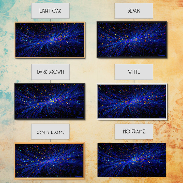 Blue Starfield Particle Stream Wall Art, Cosmic Abstract Digital Print, Modern Sci Fi Poster, Vibrant Space Decor For Home Office