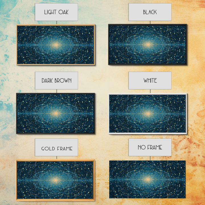 Golden Galaxy Core Stellar Space Wall Art, Midcentury Modern Abstract Art, Dark Cosmic Poster, Modern Home Decor, MCM Print