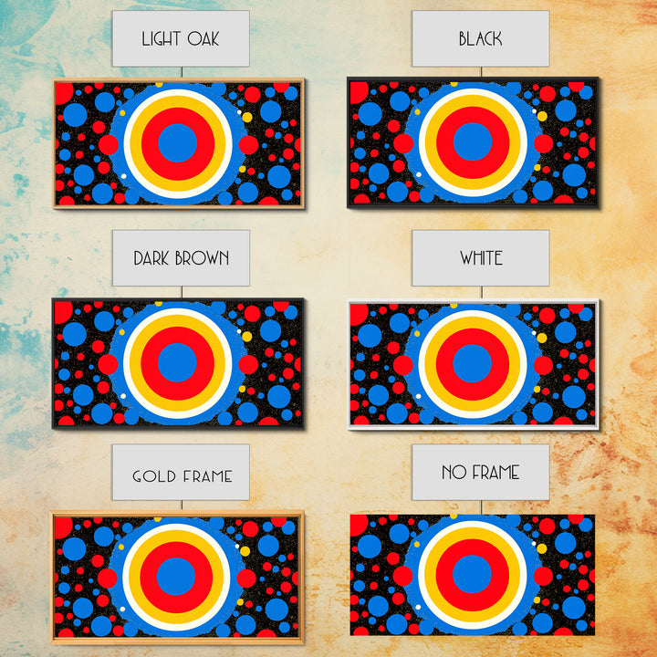 Concentric Target Canvas Print, Red Blue Yellow Circle Poster, Midcentury Modern Wall Decor, Pop Art Geometric MCM Print