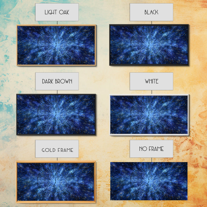 Blue Starfield Time Portal Wall Art, Modern Abstract Art, Space Poster, Digital Art Print, Galaxy Clock Decor, Home Office Art