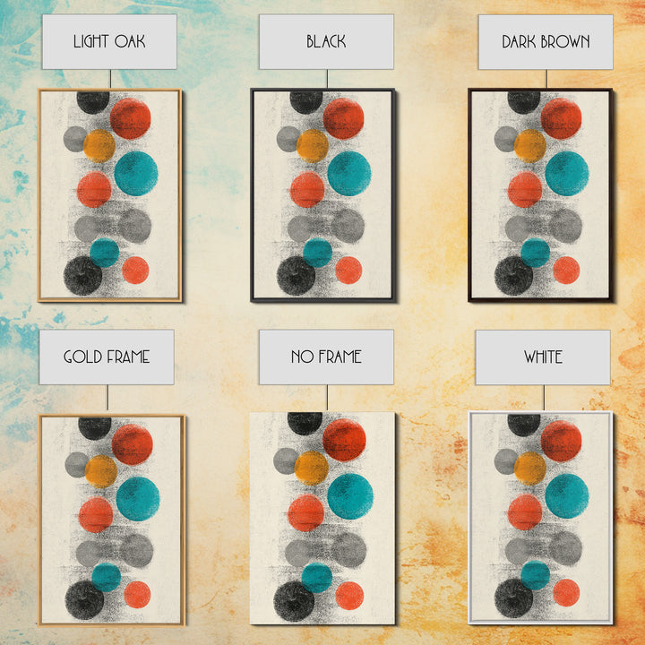 Retro Floating Circles Abstract Wall Art, Mid Century Modern Art Print, Atomic Geometric Decor, Colorful MCM Living Room