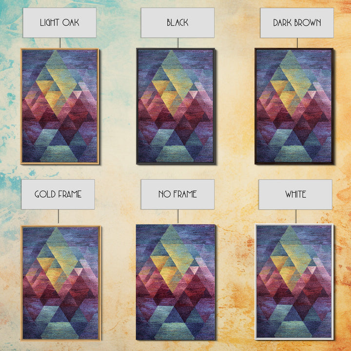 Textured Geometric Triangles In Teal Plum And Gold Canvas Print, Modern Abstract Art, MCM Wall Decor, Colorblock Poster Print