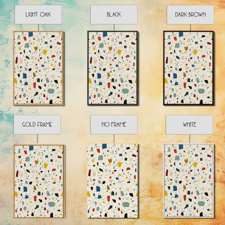 Speckled Confetti Terrazzo Shards Wall Art, Midcentury Modern Print, Colorful Geometric Abstract Home Office Living Room Decor
