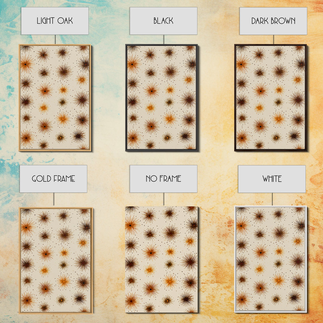 Burnt Orange Brown Atomic Starburst Wall Art, Midcentury Modern Art, Retro Abstract Print, Earth Tone MCM Wall Decor Gift