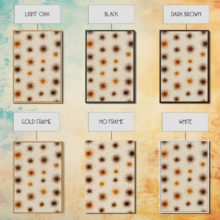 Burnt Orange Brown Atomic Starburst Wall Art, Midcentury Modern Art, Retro Abstract Print, Earth Tone MCM Wall Decor Gift