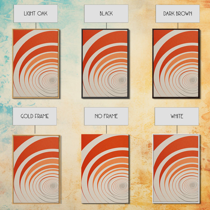 Orange Cream Spiral Tunnel Canvas Print, Op Art Wall Decor, Midcentury Modern Abstract Art, Retro Geometric Poster Print